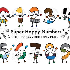 Happy Numbers Clipart Download - Nummers - Nul - Een - Twee - Drie - Vier - Vijf - Zes - Zeven - Acht - Negen