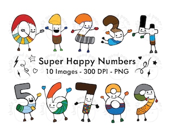 Happy Numbers Clipart Download - Numbers - Zero - One - Two - Three - Four - Five - Six - Seven - Eight - Nine
