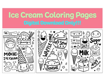 Ice Cream Coloring Pages,Ice Cream Printables, Food Games, Food Activities, Printable Coloring Pages, Ice Cream Party Birthday, DIGITAL