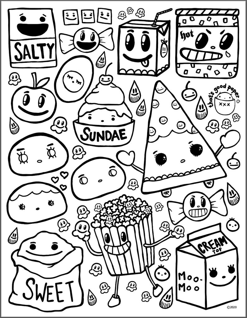 Snack Food Coloring Pages Fun Snack Printables Food Games Etsy Canada