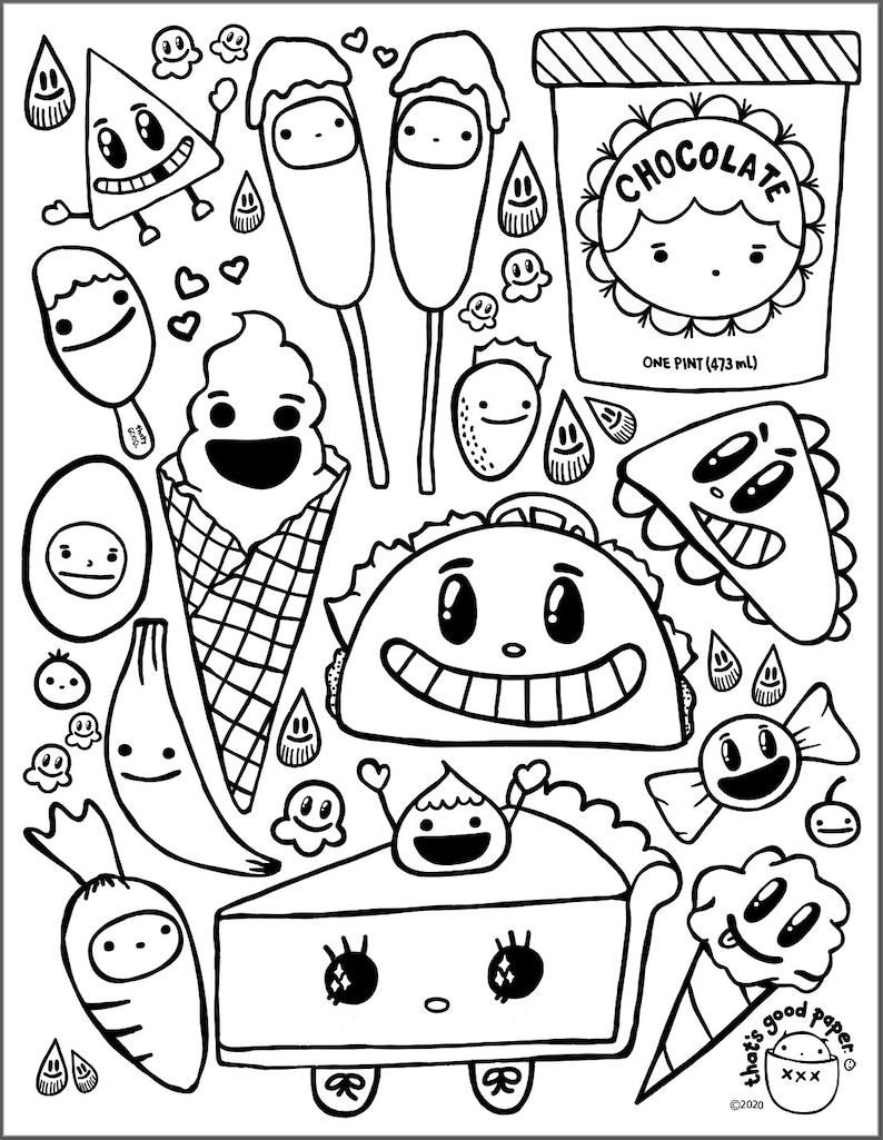 Snack Food Coloring Pages Fun Snack Printables Food Games Etsy Canada