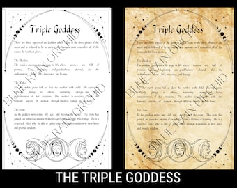 Triple Goddess Book Of Shadows Page, Maiden Mother Crone, Triplicity, PDF, Printable, Goddess Grimoire Page, Feminine Witchcraft, Download,