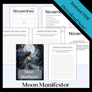 Moon Manifestor Journal, 2025 Moon Phases, Full & New Moon Prompts PDF Digital Download, Manifestation Diary, Lunar Phase Planner, Instant