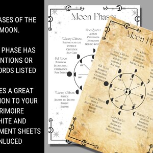 Moon Phases, Moon Phase Intention, Lunar Phase Cheat Sheet, PDF, Printable, Book of Shadows, Grimoire, Moon Magic, Lunar Magick, Moon Witch, image 2