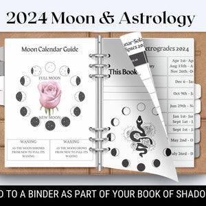 Astrology & Moon Info Sheets Gothic PDF Digital Download 2024 Moon Calendar Retrogrades Eclipses Zodiac Moon Phases Planetary Energy image 4