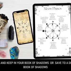 Moon Phases, Moon Phase Intention, Lunar Phase Cheat Sheet, PDF, Printable, Book of Shadows, Grimoire, Moon Magic, Lunar Magick, Moon Witch, image 4