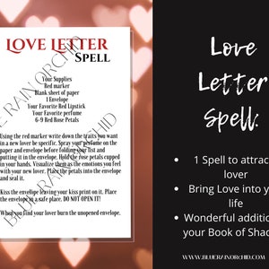Hechizo de carta de amor, Amor mágico, Atracción de amor, Descarga digital, Páginas de hechizos imprimibles, Libro de las Sombras, Páginas de Grimorio, Páginas de referencia,