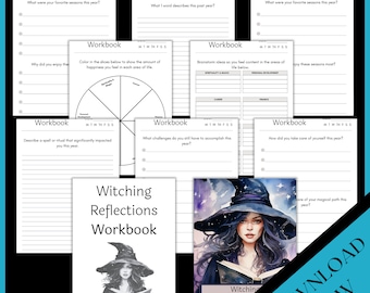 Witching Reflections Workbook, Witch Workbook, Witch Journey Journal, Witchcraft Review Workbook, Witchy Pages, PDF, Instant Download, Pagan