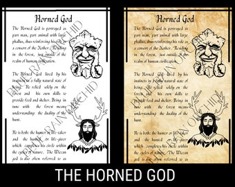 The Horned God, Book Of Shadows Page, Grimoire, PDF, Download Sheet, Reference, Witchcraft, Wiccan, Masculine Divinity, GreenMan, Wild God,