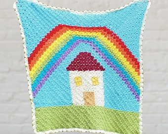 Handmade rainbow crochet baby blanket inspired by Wizard of Oz, No Place Like Home coming home blanket, First home gift, 38x38 inches