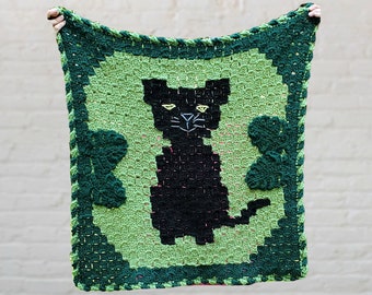 Handmade crochet black panther baby blanket inspired by Bagheera in The Jungle Book, 29" x 29" Nerdy gifts for new moms