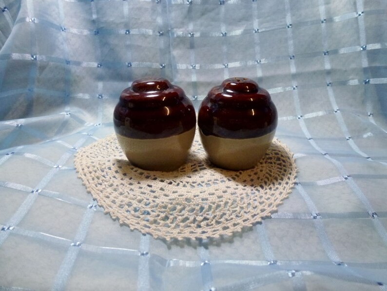 Vintage Stoneware Salt & Pepper Shakers image 1