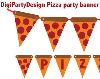 Diseño de banner de fiesta de pizza DESCARGA DIGITAL