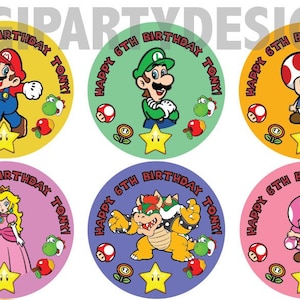 Super mario personalized birthday sticker- digital download
