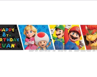 Inspirado en la película Super Mario Bros. - Banner de cumpleaños personalizado (8ftx2ft) DESCARGA DIGITAL