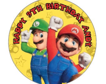 Super Mario Bros. inspirado en la película - Pegatinas de cumpleaños PERSONALIZADAS ¡DESCARGA DIGITAL!