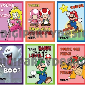 Cartes Super Mario Saint Valentin - TÉLÉCHARGEMENT NUMÉRIQUE UNIQUEMENT