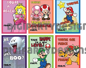 Tarjetas de San Valentín de Super Mario: SOLO DESCARGA DIGITAL