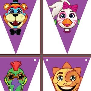 Five Nights at Freddy&#39;s Security Breach-themed party banner_PURPLE/ORANGE/RED ACCENTS