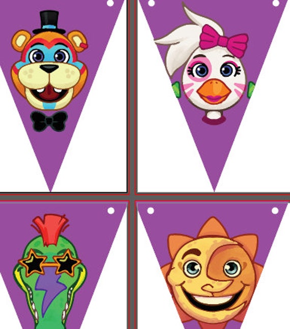 Five Nights at Freddy's Security Breach-themed Party  Banner_purple/orange/red ACCENTS 