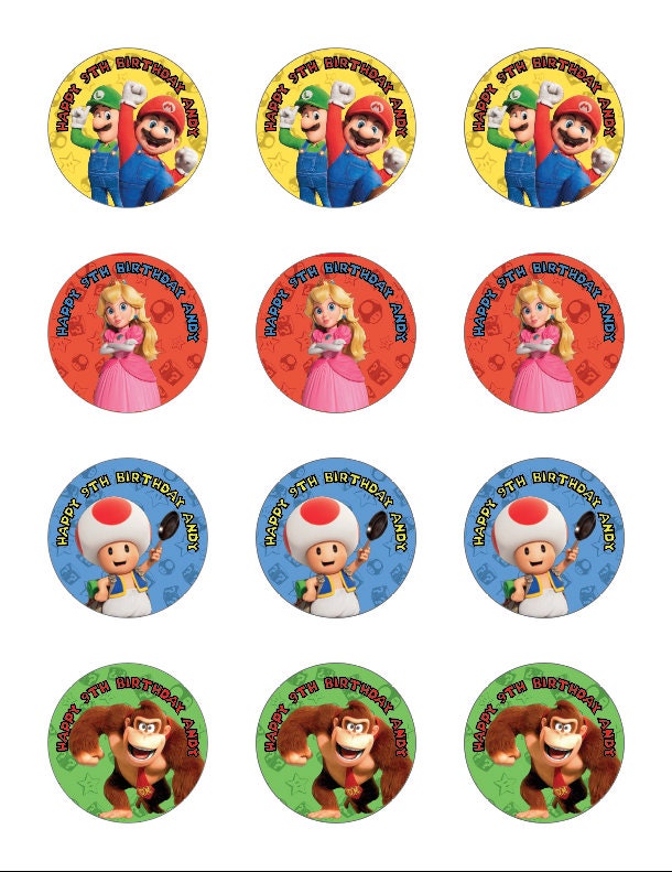 Super Mario Bros. Movie-inspired CUSTOM Birthday Stickers Multiple  Characters 