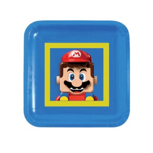 LEGO Super Mario-inspired birthday party themed paper plate design DIGITAL DOWNLOAD