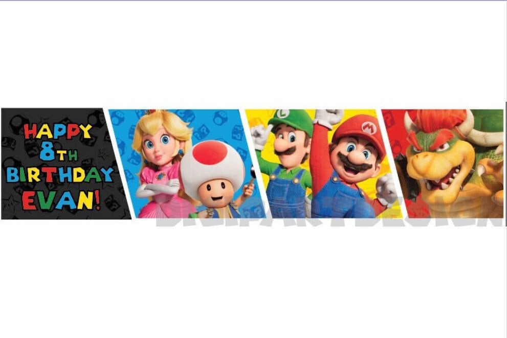 Super Mario Movie-inspired Custom Birthday Banner (8ftx2ft