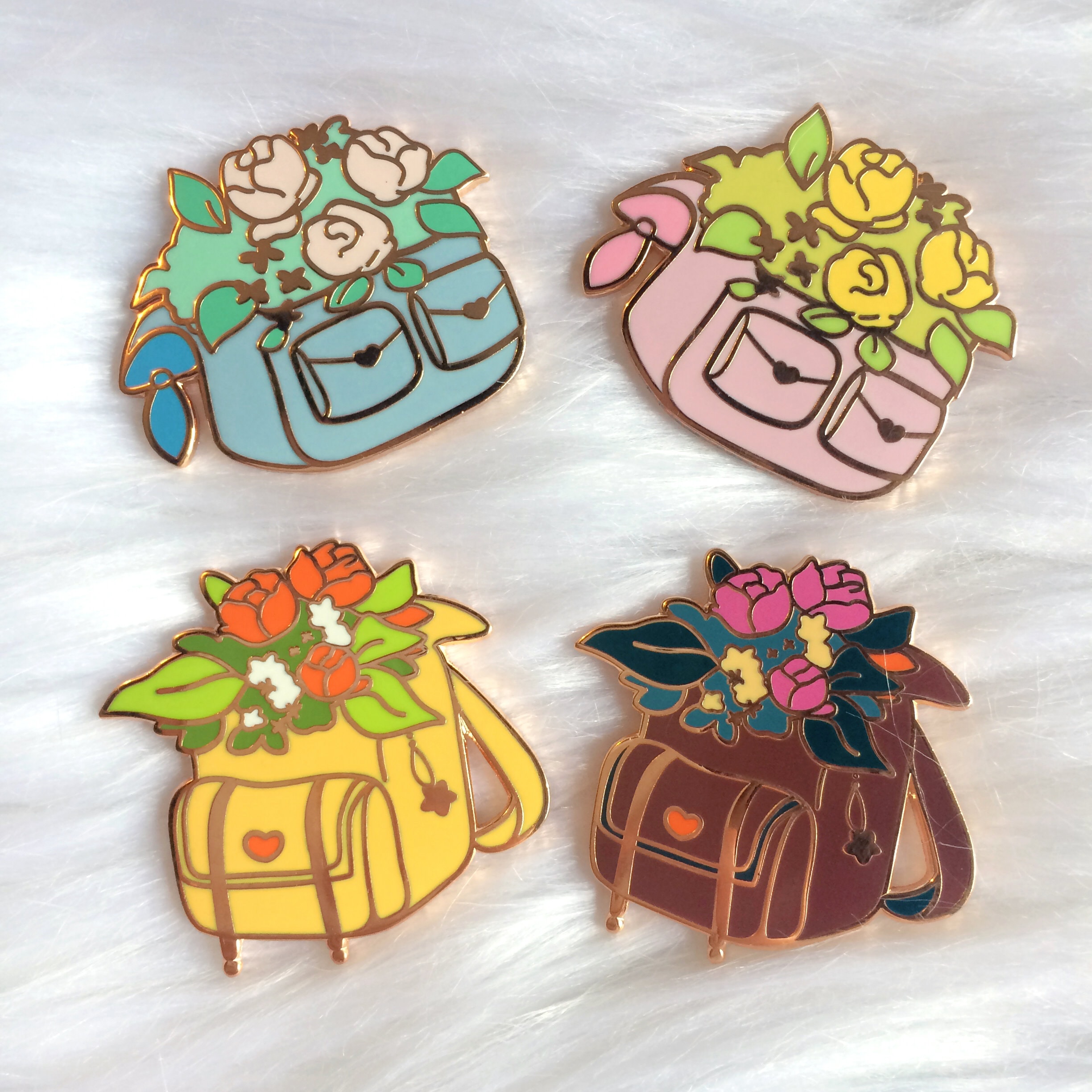 Backpack Bouquet Enamel Pins Etsy