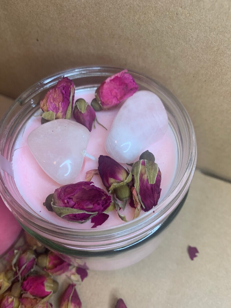 Rose quartz manifestation candle Rose quarts love gift image 2