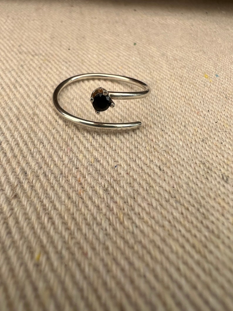 Black Spinel adjustable ring in Argentium sterling silver or 14k gold fill Dainty Ring Gemstone Ring image 10