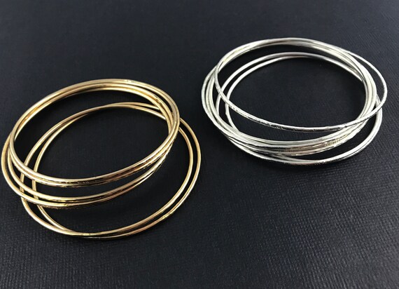 Copper and Sterling Silver Hand Wrought Hammered Bangle