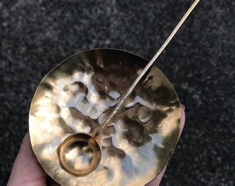 Brass or copper bowl and spoon set