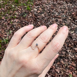 Black Spinel adjustable ring in Argentium sterling silver or 14k gold fill Dainty Ring Gemstone Ring image 1
