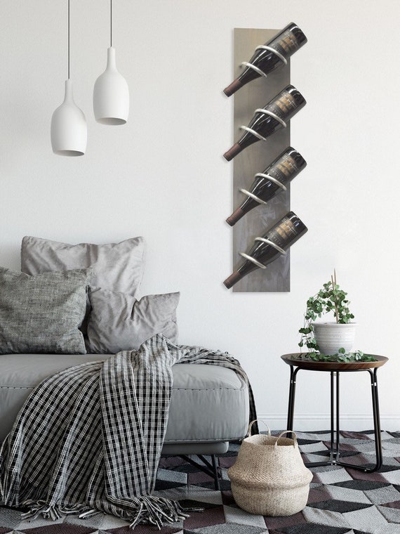 grey wall mounted wine rack