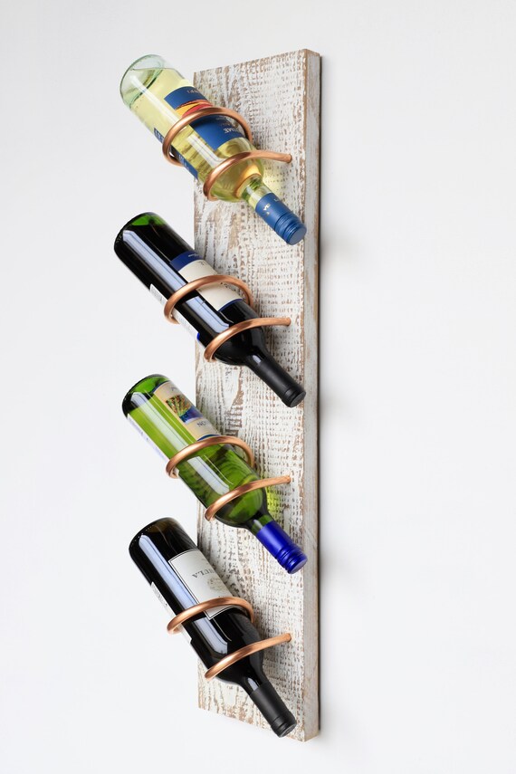 White Wine Rack Distressed wine rack wall mounted wine Etsy
