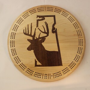 Saskatchewan Whitetail Deer - Dark Walnut Inlay - Cribbage Board