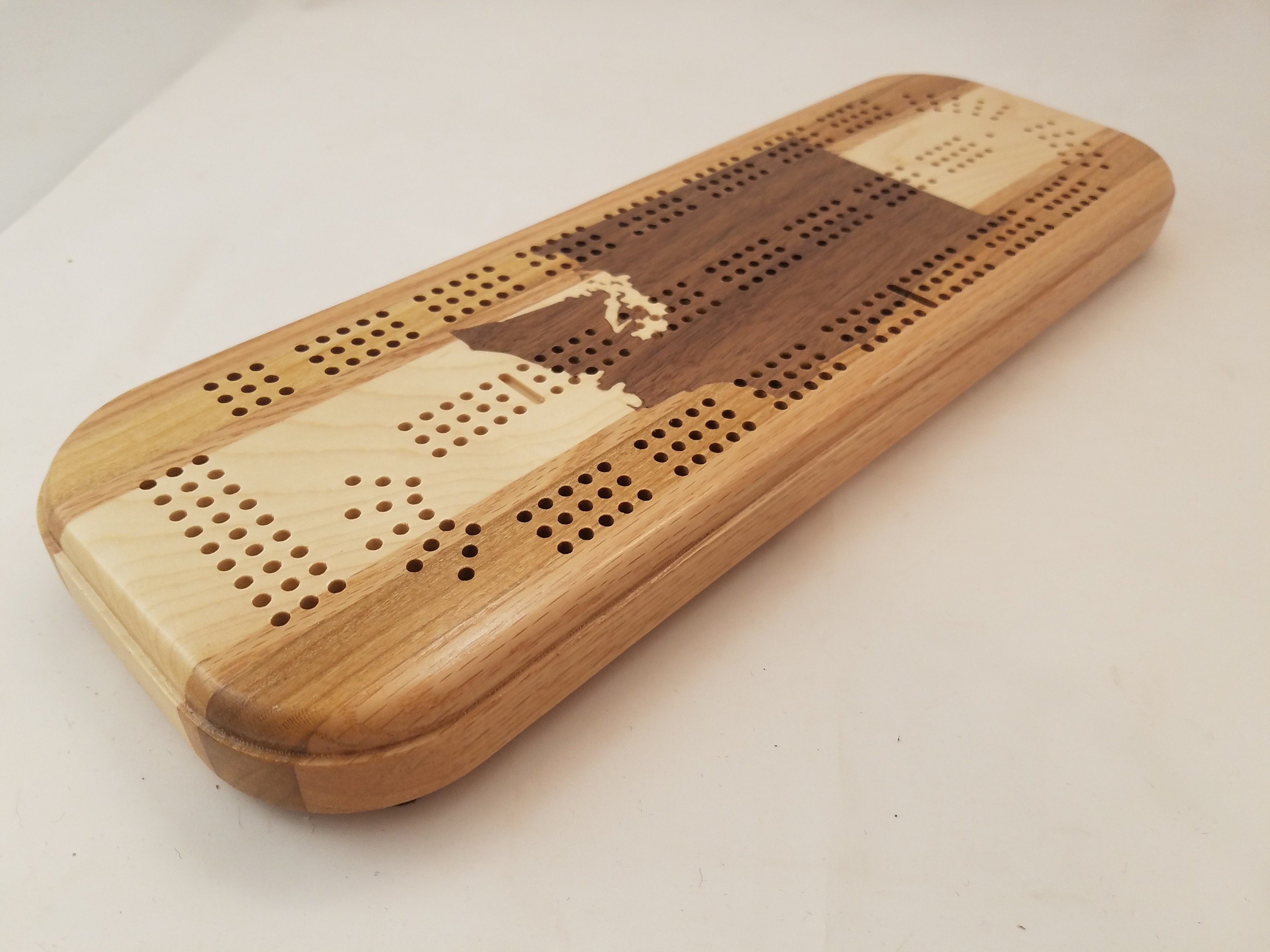 Cribbage Board Washington Inlay 3 Player Mixed Hardwoods | Etsy