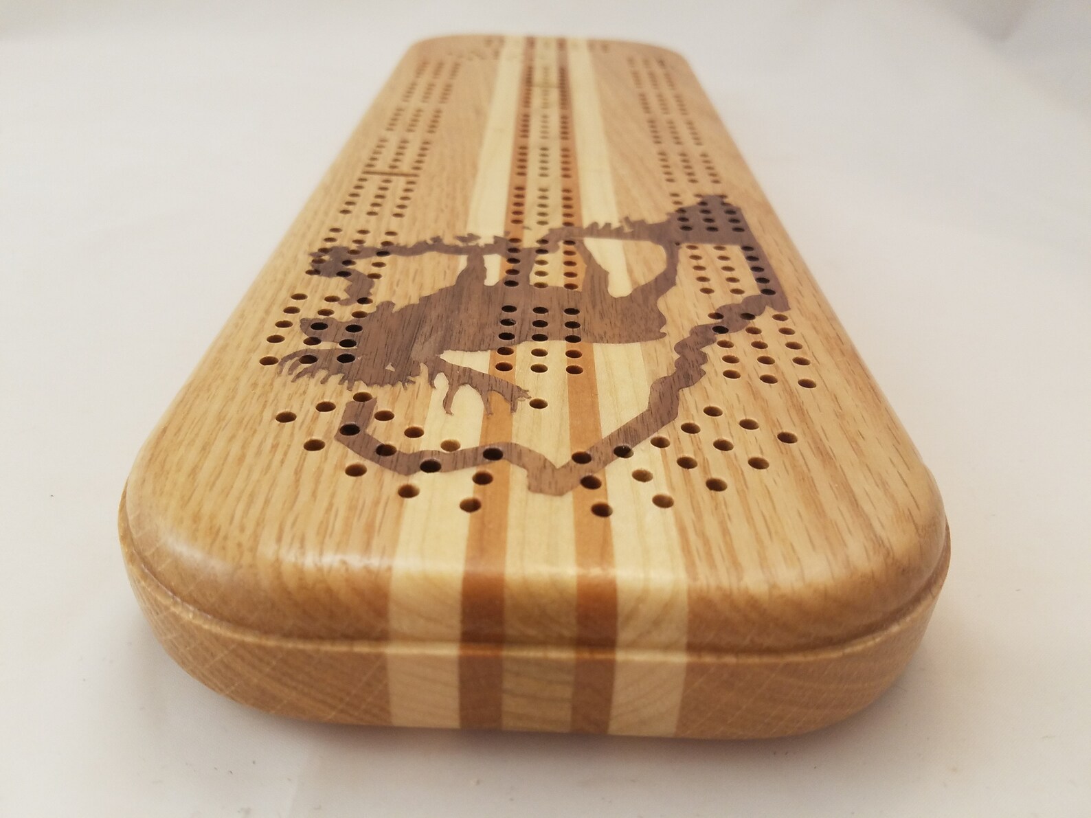 Cribbage Board Maine Moose 3 Player Cherry Wood Inlay Met Etsy