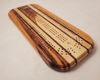 Cribbage Board - 3 Track - Mixed Wood