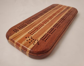 Cribbage Board - 3 Track - Mixed Wood