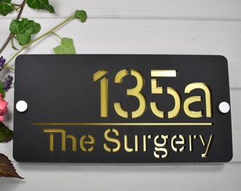 Personalised House Sign - Contemporary Matte Black Home Sign with choice of Background Colours - Perspex Acrylic Number Home Sign House Name