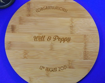 Personalised Round Chopping Board Bamboo Wooden Cutting Serving Cheese Board