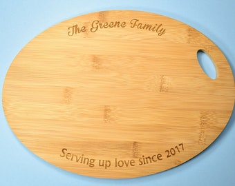 Personalised Oval Chopping Board Bamboo Wooden Cutting Serving Cheese Board