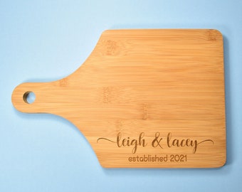 Personalised Paddle Shaped Chopping Board Bamboo Large Paddle Wooden Cutting Serving Cheese Board Landscape