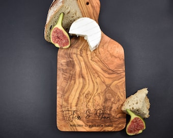 Personalised Chopping Board Olive Wood Portrait Cutting Board Personalized Rustic Paddle Wooden Cheese Board Serving Board Wedding Gift