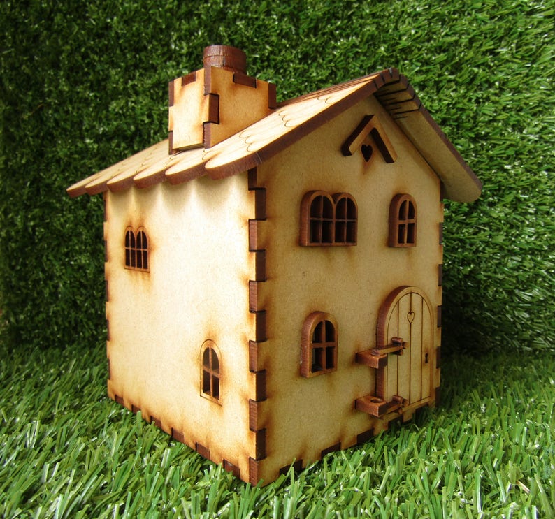 Wooden Fairy House Kit with Fully Opening Fairy Door. Miniature Highly-detailed 'Chocolate Box' Self Assembly Fairy House Craft Kit image 3