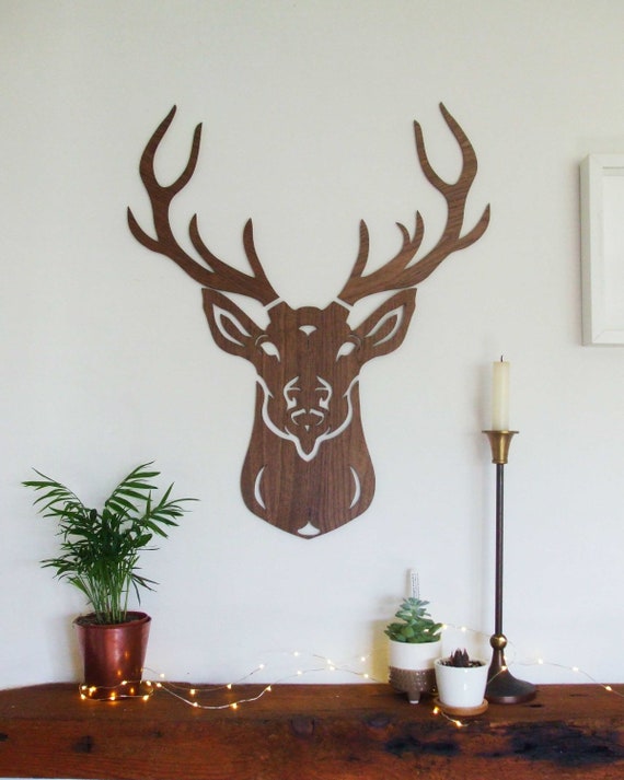 Stag Head Wooden Wall Art Deer Head Big Game Animal Head Etsy