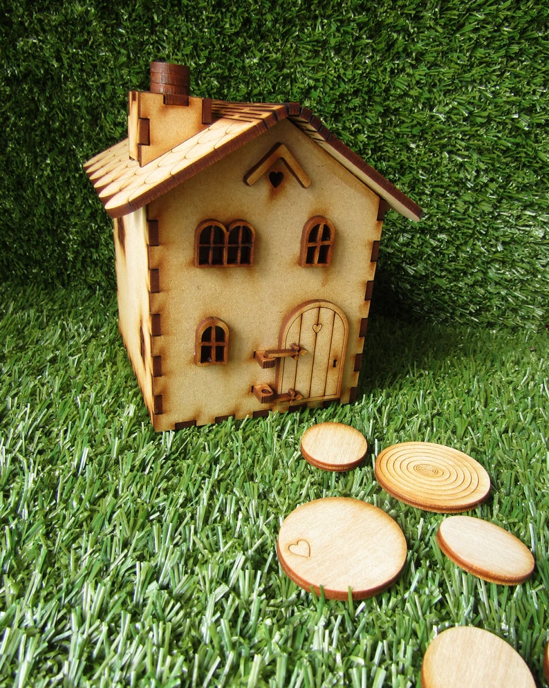 Wooden Fairy House Kit with Fully Opening Fairy Door. Miniature Highly-detailed 'Chocolate Box' Self Assembly Fairy House Craft Kit image 9