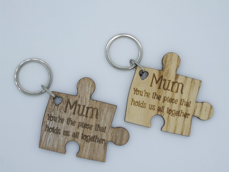 Handmade Wooden Mum Mother's Day Puzzle Piece Gift Key Etsy