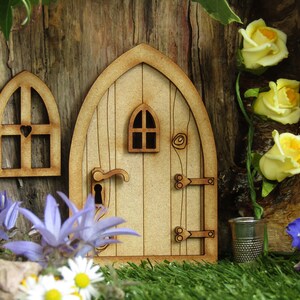 Country Cottage Wooden 3D Fairy Door Craft Kit with Fairy Windows, Keyhole and Door Handle for Fairy Gardens, Fairy Houses etc image 5